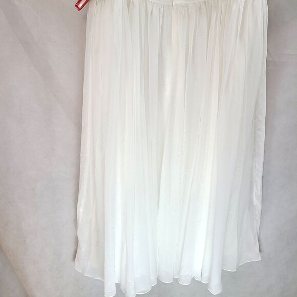 New MAC DUGGAL 2650 (XL) White Chiffon Spaghetti Strap Pleated Bodice Midi Dress - Picture 8 of 16